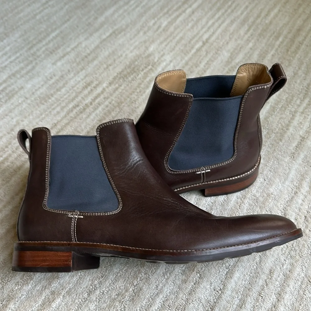 EUC Cole Haan Boots Hawthorne Leather Pull-On Chelsea Boots Brown Leather Size 9